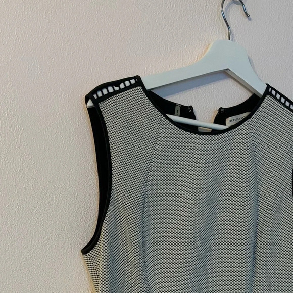 REBECCA TAYLOR Crew Neck Mini Dress Grey Houndstooth Drop waist Flare Medium 8 - Picture 3 of 5